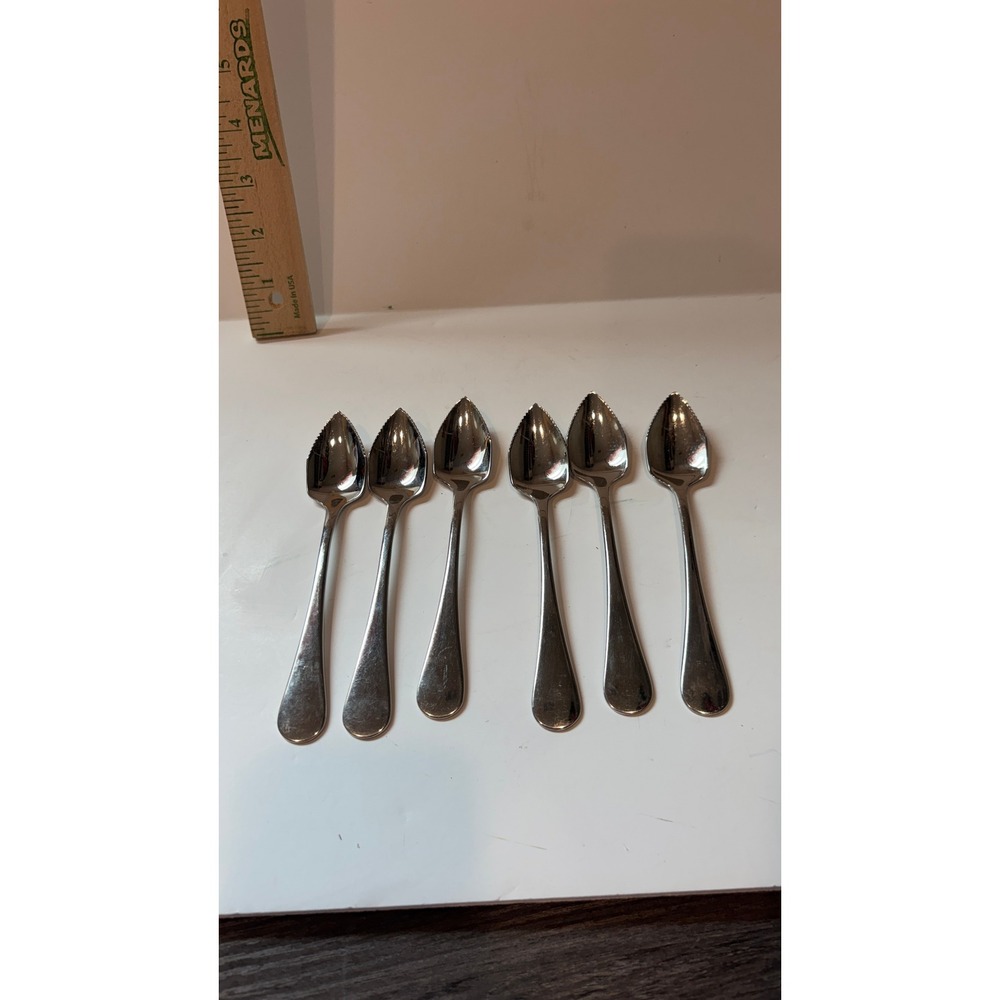 Dansk 18/10 Stainless Steel Grapefruit Spoons Serrated Edge Set of 6 Silver